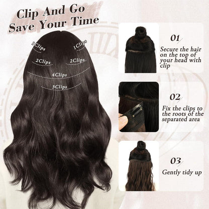 Clip in Haarverlängerung 50CM Lang Wellig Braun 6PCs Voller Kopf
