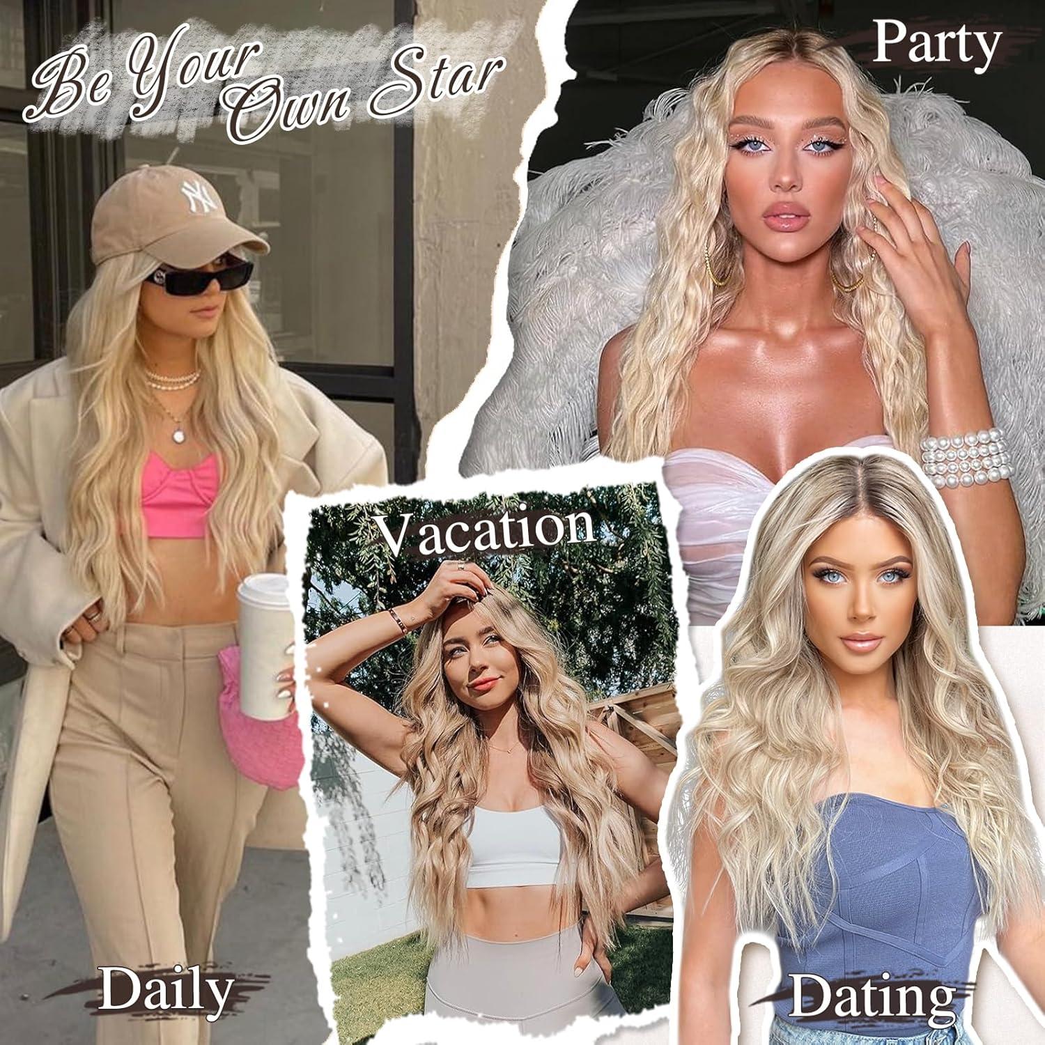 Clip in Haarverlängerung 50cm Blond Wellig 6-teilig Extensions