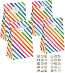 16er Set bunte Papiertüten mit Aufkleber für Geschenke & Partys