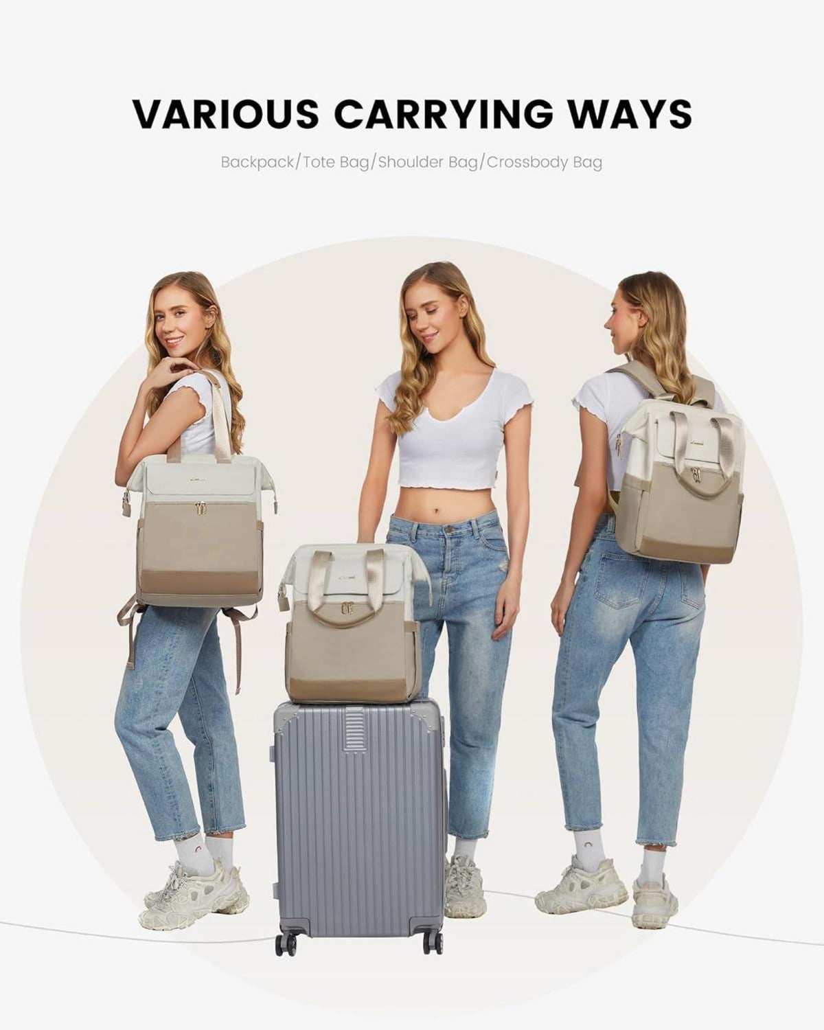 LOVEVOOK Damen Rucksack 15,6 Zoll Laptop Schulrucksack