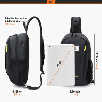 SKYSPER Brusttasche Sling Bag Herren Klein Schulter Crossbody Pack Waterproof Urbanx9 Schwarz