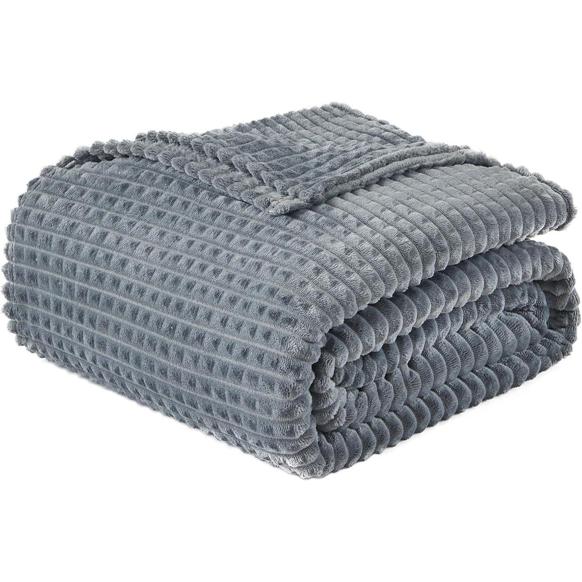 Kuscheldecke 3D-Touch Sherpa Flanell 150x200cm Dunkelgrau