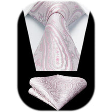 Herren Paisley Krawatte & Einstecktuch Set Hellrosa