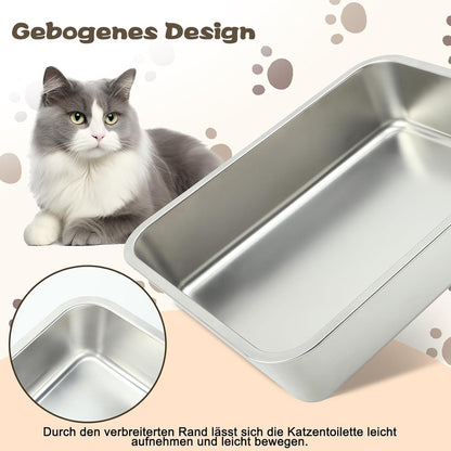 Katzentoilette aus Edelstahl für Katzen und Kaninchen, 2er