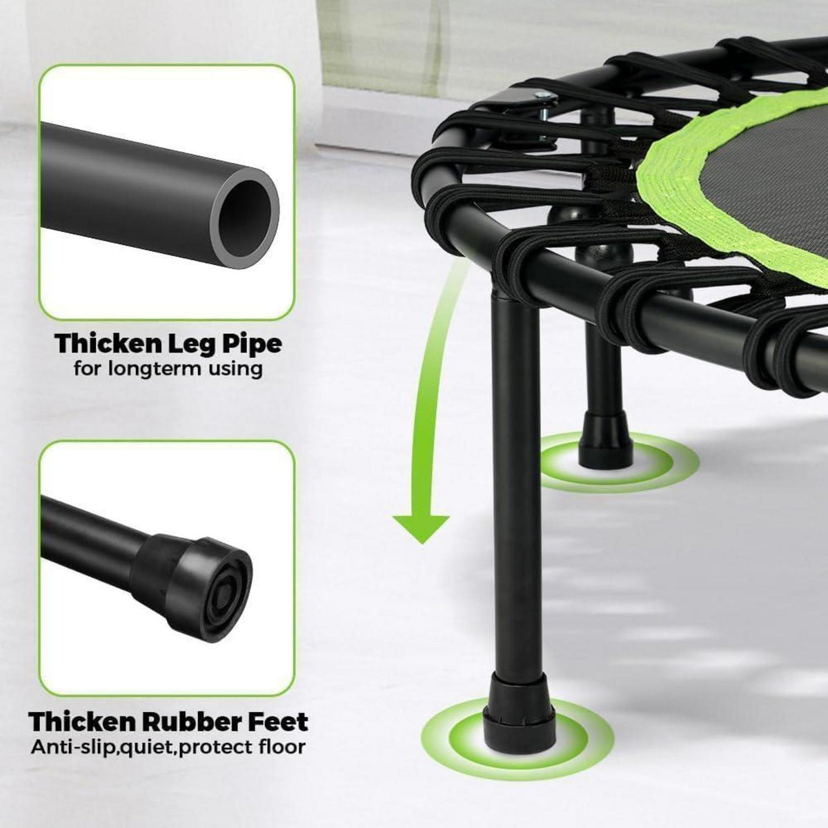 Fitness Trampolin klappbar mit Griff – 114cm Indoor Hüpftrampolin