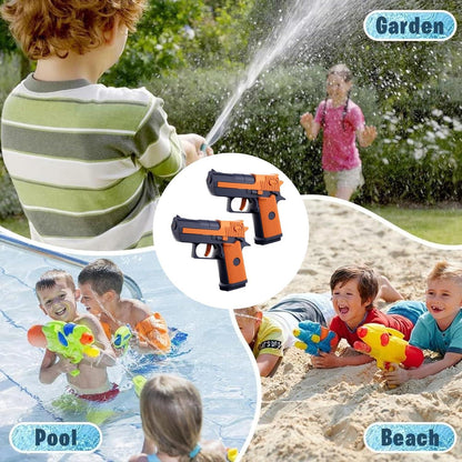 2er Set Mini Wasserpistolen für Kinder, große Reichweite, Orange A