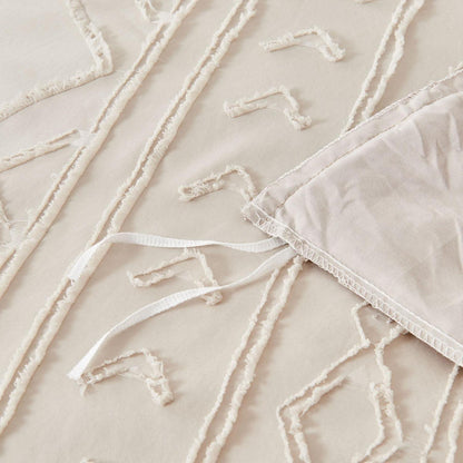Boho Bettwäsche Set Beige Getuftet 200x220 cm
