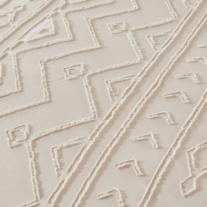 Boho Bettwäsche Set Beige Getuftet 200x220 cm