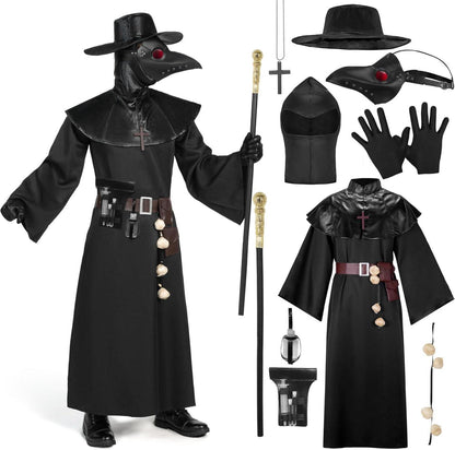 Spooktacular Creations Pestarzt Kostüm-Set Schwarz Mütze Maske robe