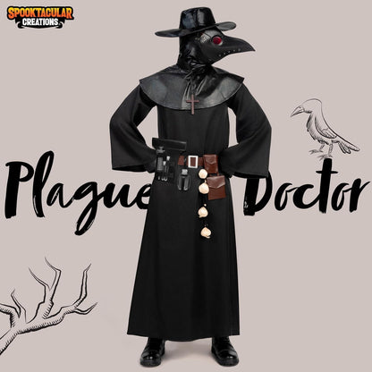 Spooktacular Creations Herren Schwarzes Pestarzt-Kostüm-Set