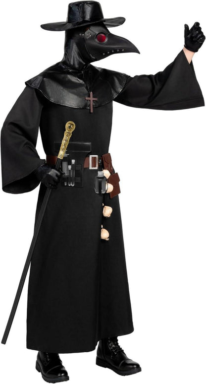 Herren Pestarzt Schwarzes Kostüm-Set mit Accessoires & Zubehör