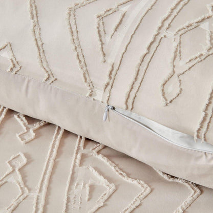 Boho Bettwäsche Set 220x240 Beige Getuftet Geometrisch