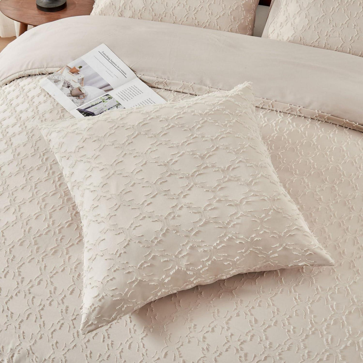 Boho Bettwäsche Set 220x240 Beige Getuftet – 3-teilig