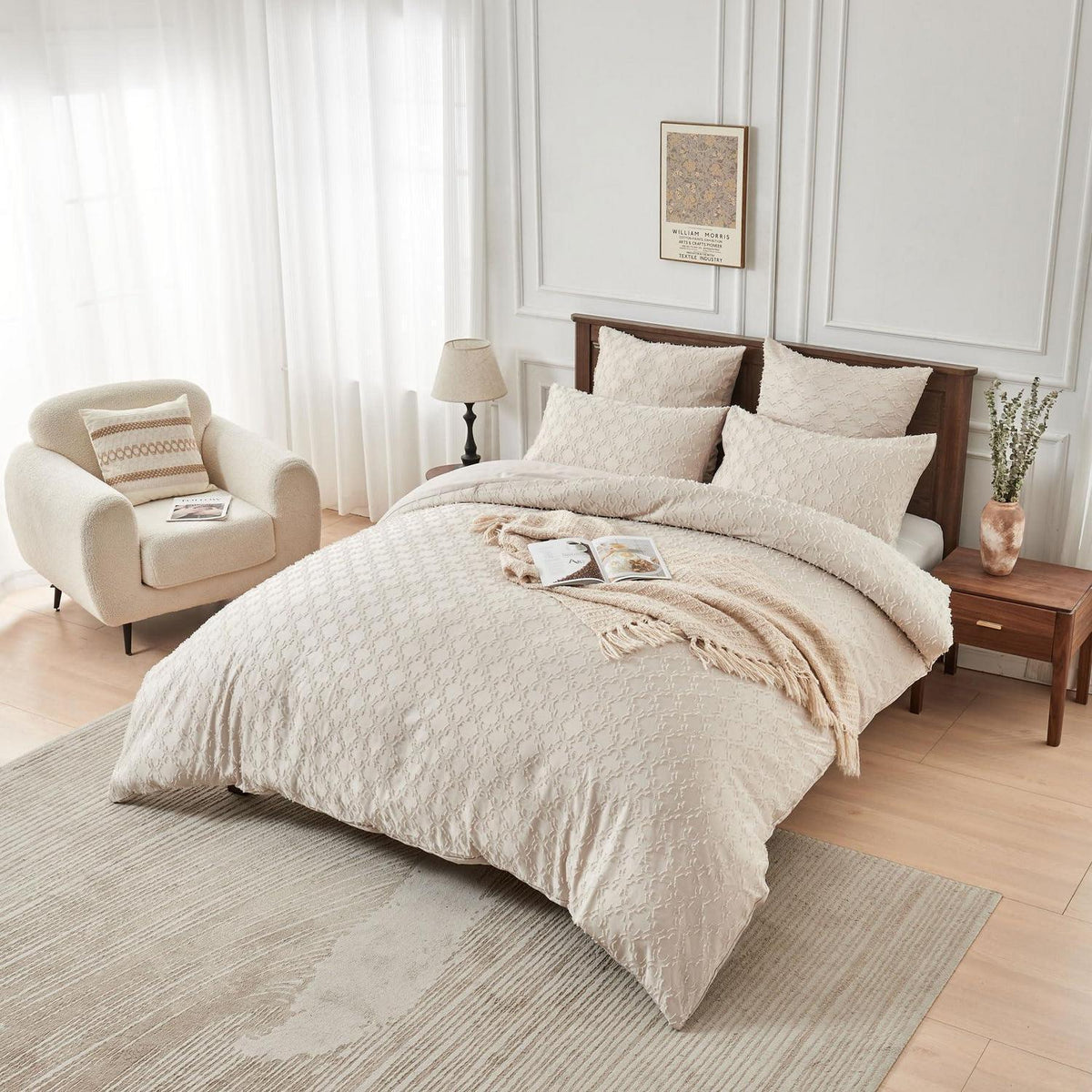Getuftete Boho Bettwäsche 200x220 Beige – 3-teilig