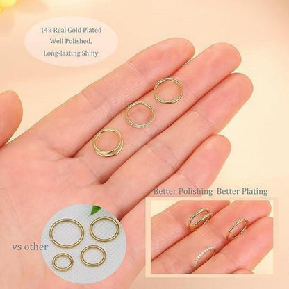 3er Set Nasenpiercing Ringe 316L Edelstahl mit Zirkonia, 7-10mm