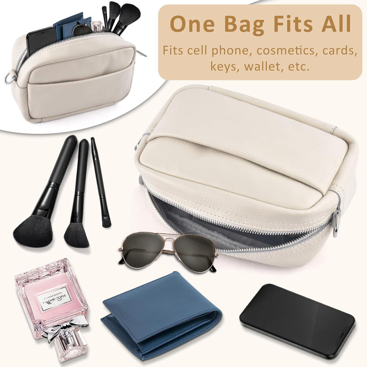 Handy Umhängetasche Echtes Leder Crossbody Bag mit 2 Schultergurt
