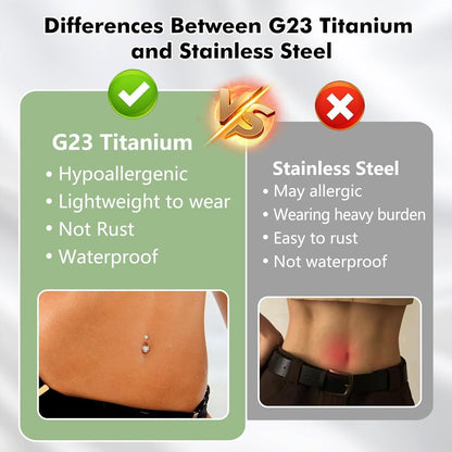 G23 Titan Bauchnabelpiercing 14G 12mm Silber mit Kugel
