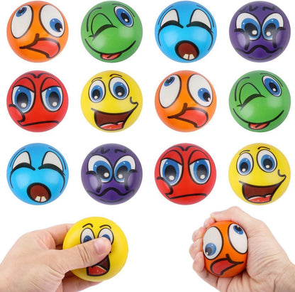 12er Pack Anti Stress Bälle mit Emoji Gesichtern