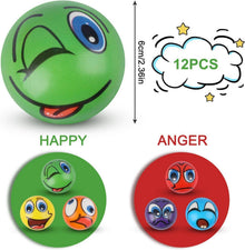 12er Set Anti Stressbälle mit Emoji Gesicht, Knautschball