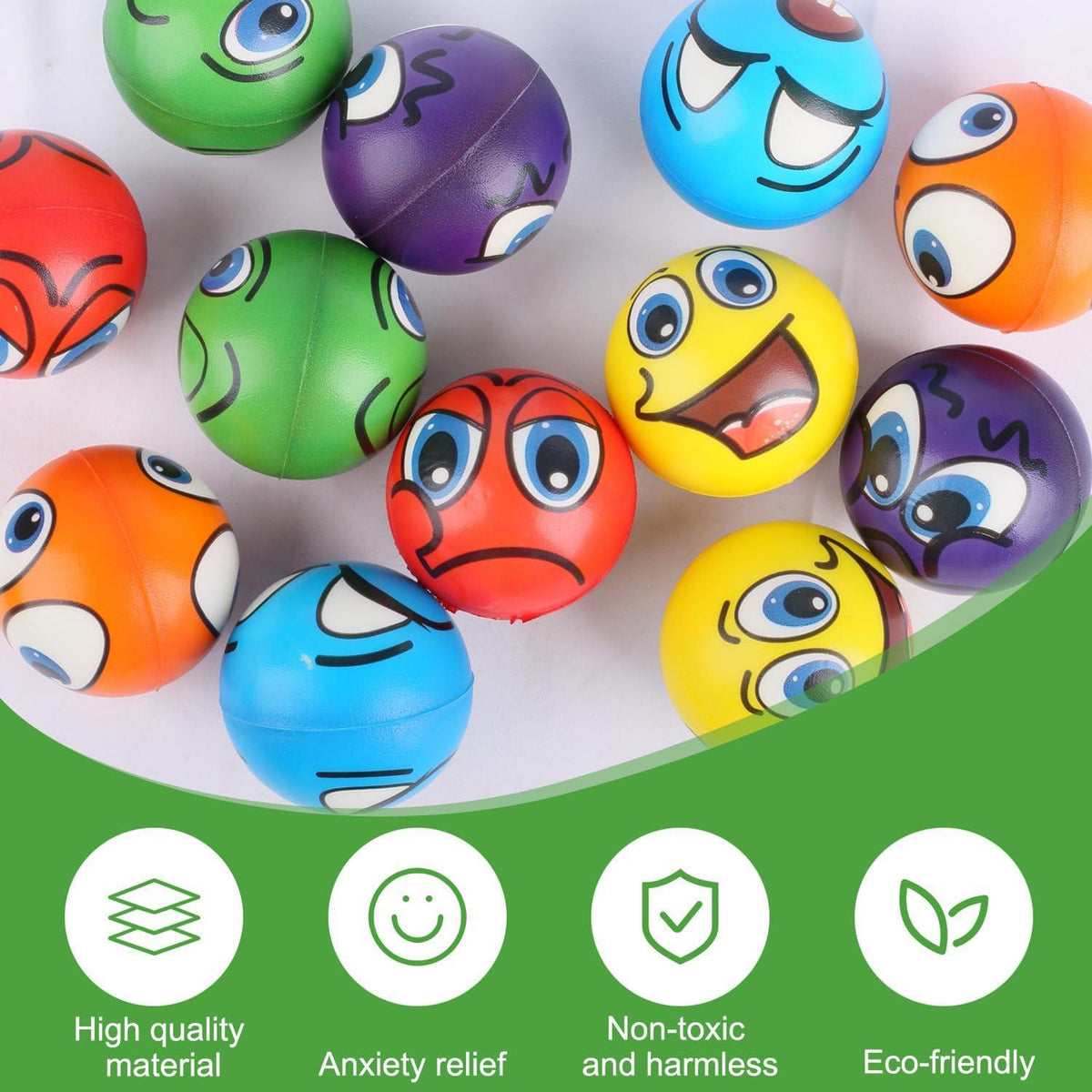 12er Set Emoji Stressbälle Anti Stress Spielzeug Antistressball