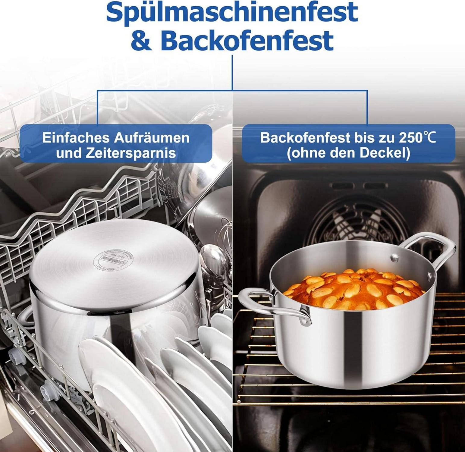 Homikit 6,6L Kochtopf Induktion Glasdeckel Edelstahl