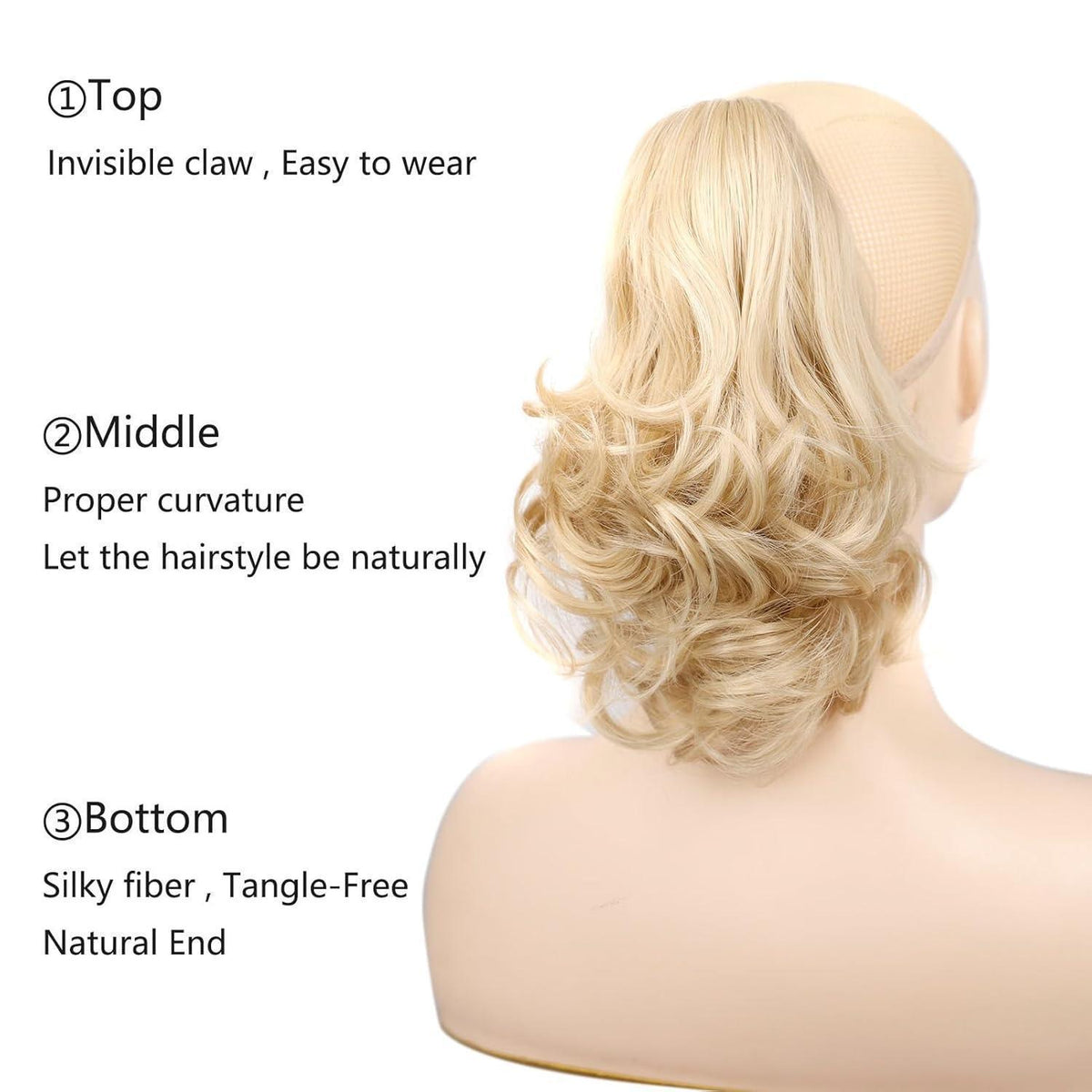 Welliges Zopfhaarteil – Schmutziges Blond Mix 30cm