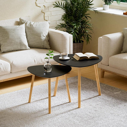 Exabang 2er Set Moderne Couchtisch Beistelltisch Schwarz