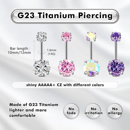 G23 Titan Bauchnabelpiercing Gold Silber 14G 12mm