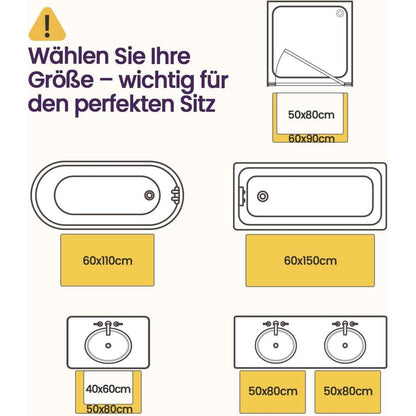 Rutschfeste Badematte Mikrofaser Beige 60x150 cm