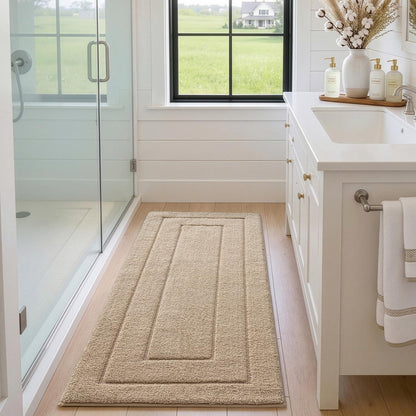 Rutschfeste Badematte Mikrofaser Beige 60x150 cm