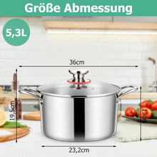 Homikit Kochtopf 24cm 5,3L Induktion 3-Lagen Edelstahl