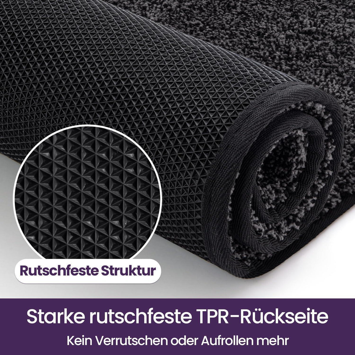 Fußmatte Innen rutschfest 120x180 cm Schwarz-Grau