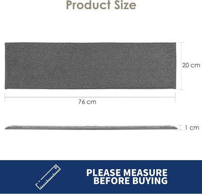 Stufenmatten waschbar rutschfest Treppenteppich Set 76 x 20 cm Grau 4 STÜCKE