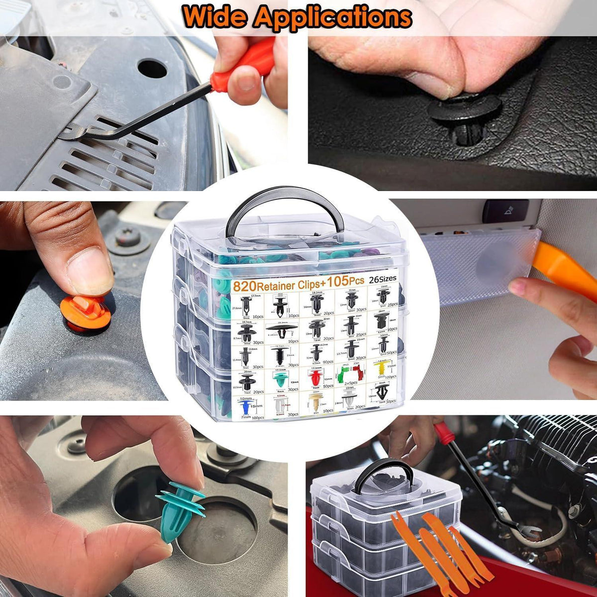 Auto Befestigungsclips Set 925 Teile mit Werkzeug & Aufbewahrungsbox