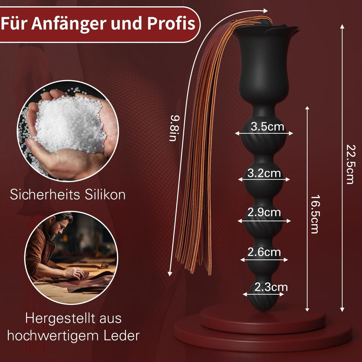 Analvibrator Analplug Sexspielzeug Silikon 5 Größen Analkugeln Prostata Stimulator_SM Lederpeitsche