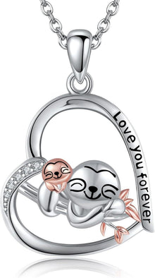 Niedliche Faultier Halskette Sterling Silber Anhänger Tierschmuck