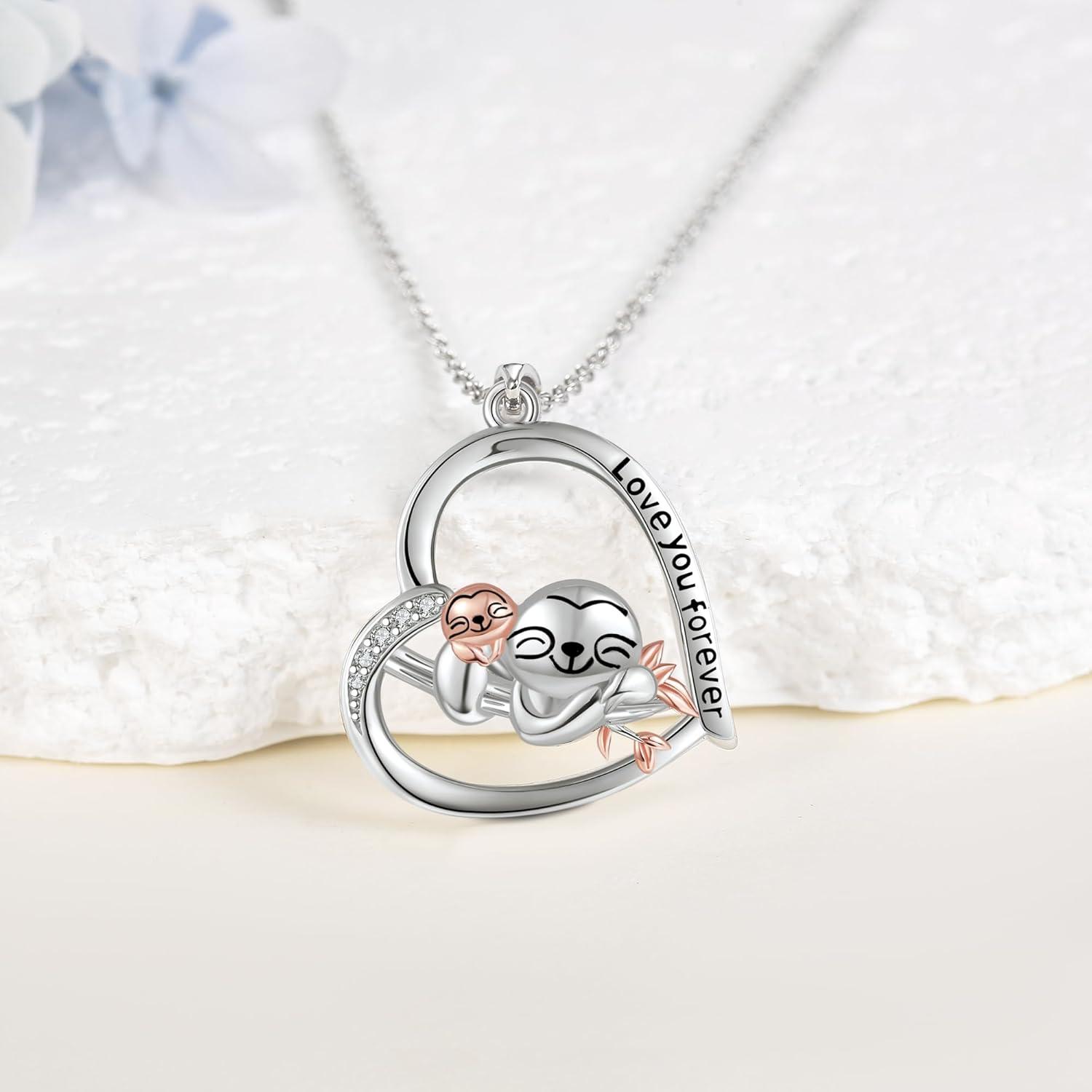 Niedliche Faultier Halskette Sterling Silber Anhänger Tierschmuck