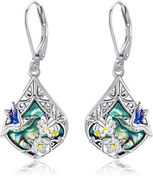 Kolibri Ohrringe Sterling Silber Abalone baumeln Ohrhänger
