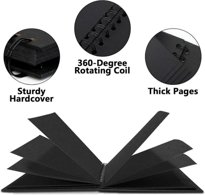 DIY Fotoalbum Hardcover Kraftpapier Spiralalbum 40 Seiten Schwarz