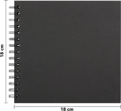 Fotoalbum 18x18 cm Schwarzes Hardcover Spiralalbum mit 40 Seiten, DIY Scrapbooking Hochzeit Geburtstag