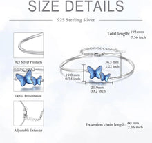 925 Sterling Silber Blau Kristall Schmetterling Armband für