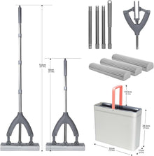 Schwammmop Set mit Eimer und 3 Wischköpfen - für
