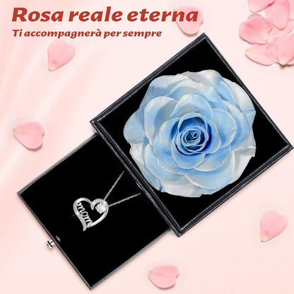 Ewige Rose Geschenkset Mama Mom Halskette 925 Silber