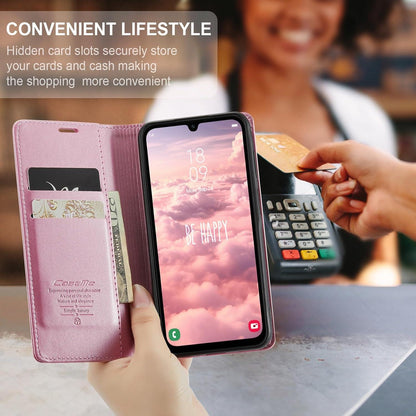 Samsung Galaxy A15 Handyhülle 5G Premium Leder Flip Case Rose Gold