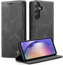 Samsung Galaxy A54 5G Handyhülle Leder Flip Case Grau Magnet