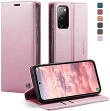Samsung Galaxy S20 FE CaseMe Premium Leder Flip Cover Rose Gold