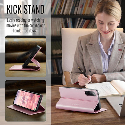 Samsung Galaxy S20 FE CaseMe Premium Leder Flip Cover Rose Gold