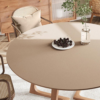 Runde PU Tischdecke Apricot 110cm - Wasserdichter Tischschutz