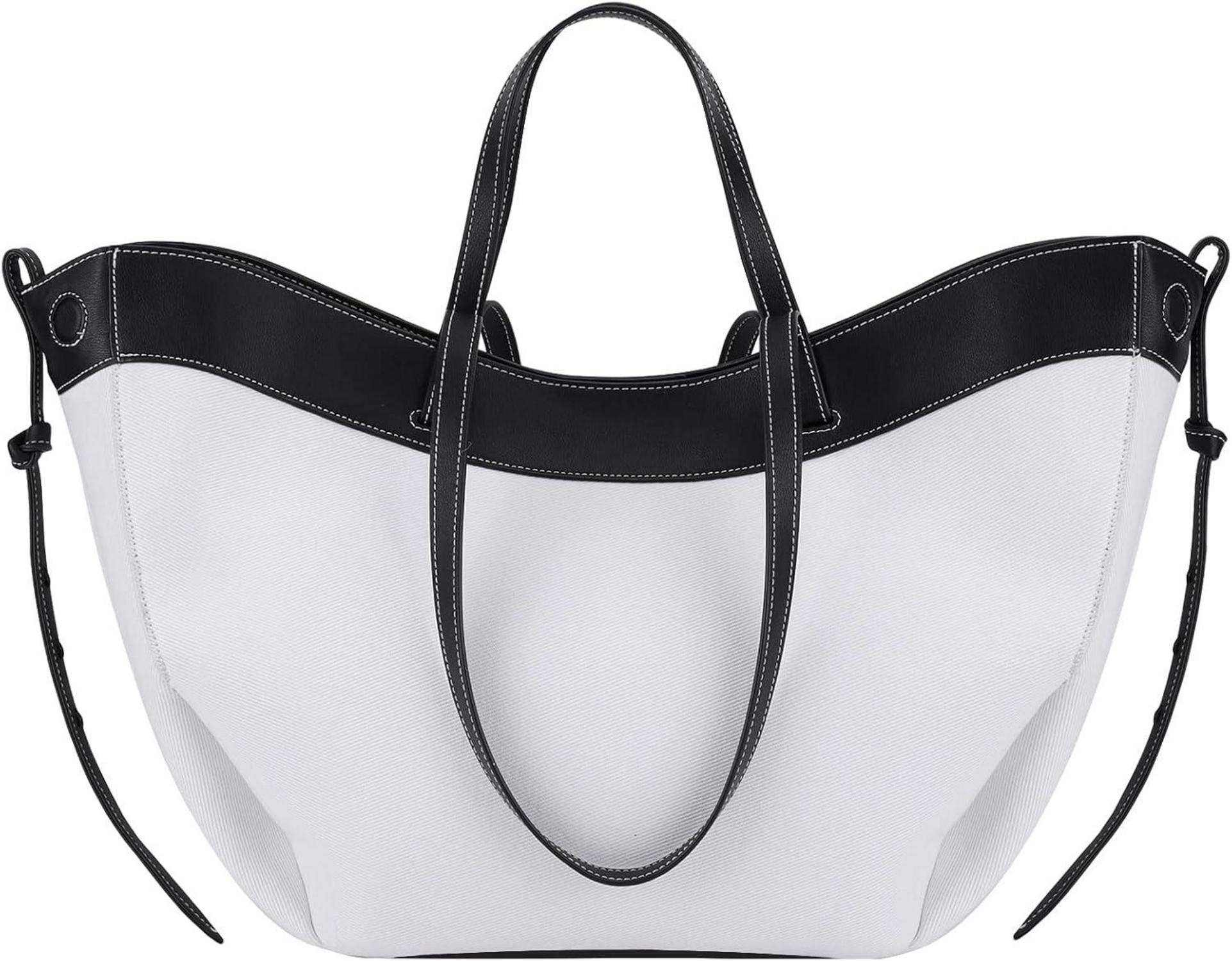 Große Tote Bag Kunstleder Damen Shopper Schultertasche Schwarz