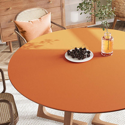 Runde PU Tischdecke wasserdicht Orange 110cm - Tischschutzfolie